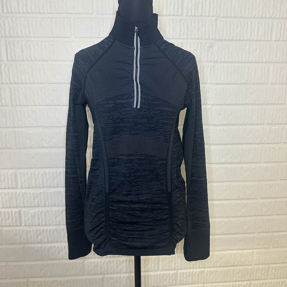 Athleta Fast Track 1/4 Zip Base Layer L/S Pullover Dark Gray Running Top Size M